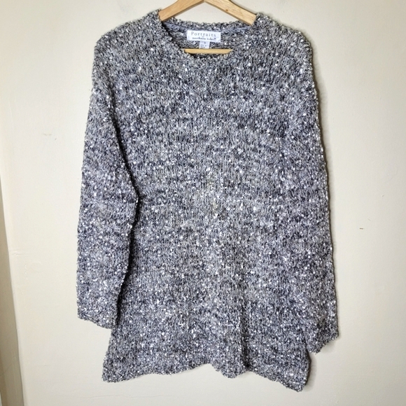 Ribbon Knit Tunic Sweater Size S Textured Portraits by Northern Isles Boho - Picture 2 of 9